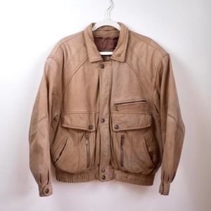 Vintage adventure bound leather bomber jacket